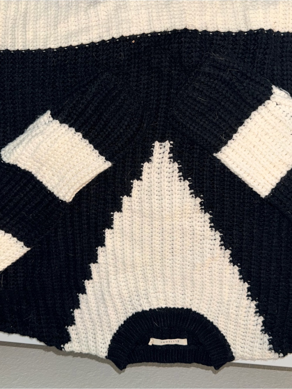 Ellison Black & White Geometric Crewneck Sweater